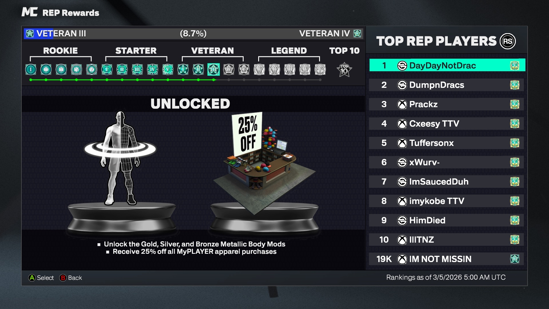 Xbox│Vet 3 Summit Account. Account #12