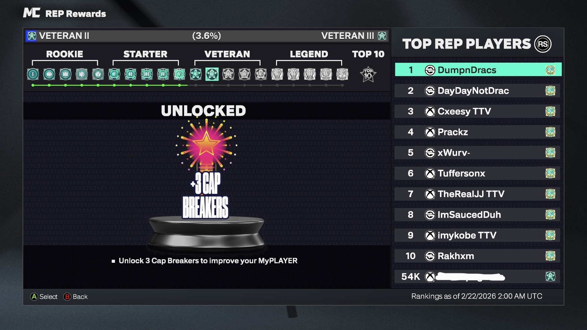 Xbox│Vet 2 Top 5 Summit. Account #5